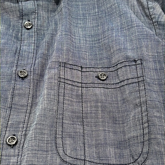 Airwalk Button Down Shirt Blue Chambray Long Sleeve Skater Grunge Sz L 90s Y2K - Picture 6 of 11